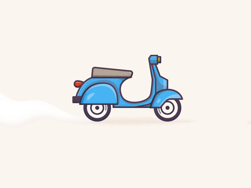Scootering 2d after effects agency animation flat gif grainy illustration mobility noise scooter smoke sushi