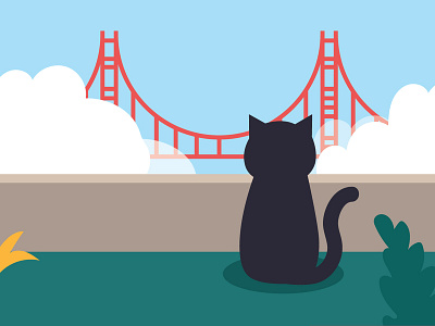 GG bridge cat golden gate bridge illustration