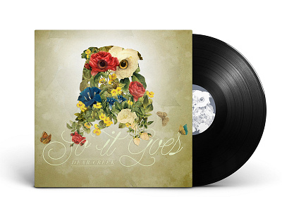 Dear Creek Album Art album band botanical cd composite flowers owl script vinyl