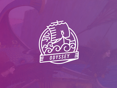 Odyssey badge boat homer icon illustration odyssey