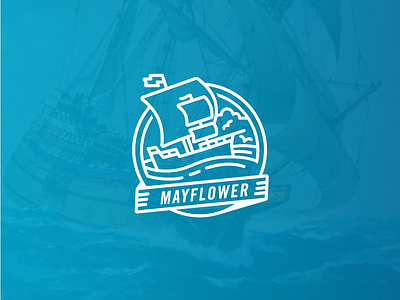 Mayflower badge boat icon illustration sea ship