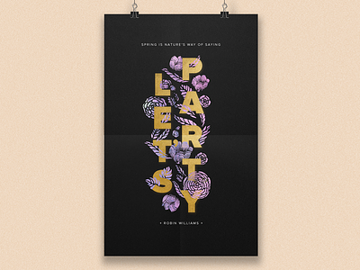 Spring Poster gold foil poster quote robin williams split fountain spring