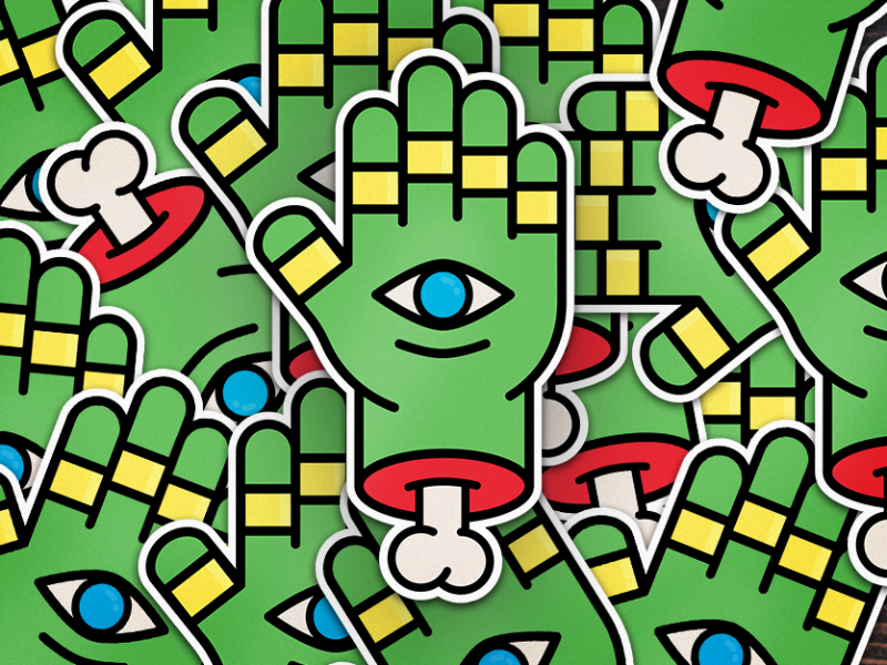 Stickermule rules illustration bone eye hand sticker