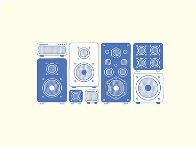 Sound Wall amp audio blue boombox dot illustration line speakers