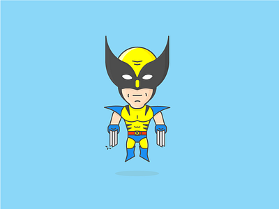 Wolverine action chibi claws head illustration line super hero superhero wolverine x men xmen