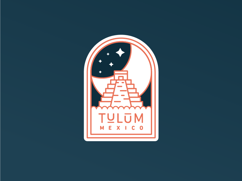 Taking a trip to Tulum patch night moon temple mayan badge mexico tulum