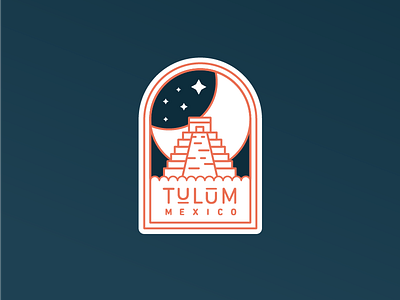 Taking a trip to Tulum badge mayan mexico moon night patch temple tulum
