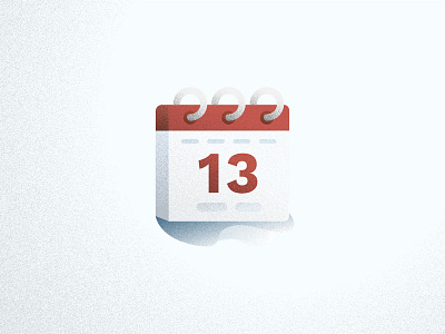 Cal Icon 13 calendar date depth icon illustration red stipple texture