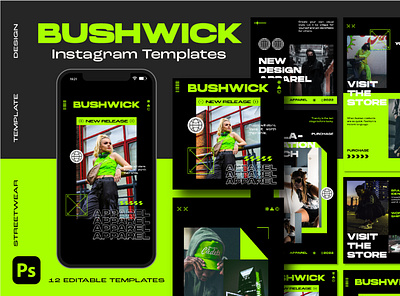 Bushwick Streetwear Instagram Post Template ads advertising banner branding feed graphic design instagrampost instagramtemplate marketing mockup template