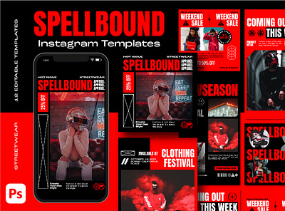 Spellbound Instagram Template Design advertising banner branding fashion graphic design instagram instagrampost instagramtemplate marketing moskup streetwear template