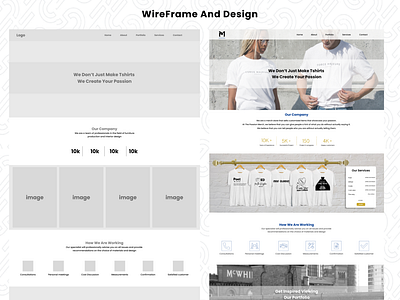 Wireframe and design of a landing page