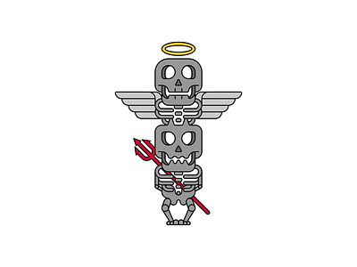 Totem angel demon flat design idea illustration minimal skeleton totem