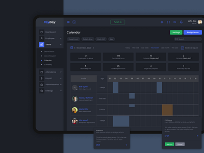 Calendar View for PAYDAY - HRM SOLUTION