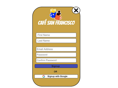 Sign-up page cafe mockup sign up page ui