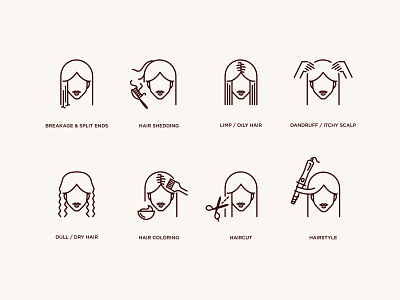 Hair Salon Icon Set beauty salon clinic dandruff dermatology fashion hair hair salon haircut hairdresser hairstyle icon icon pack icon set iconography illustration itchy monochrome salon skincare vector