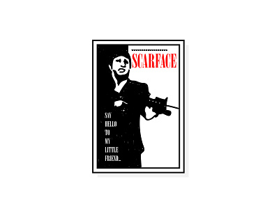 Scarface al pacino design icon illustration minimal monochrome movie poster scarface vector wacom