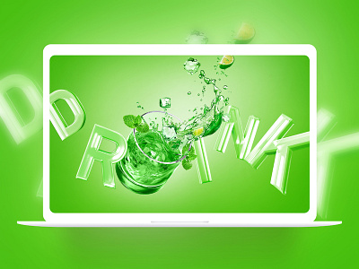 Green drink branding design typography web