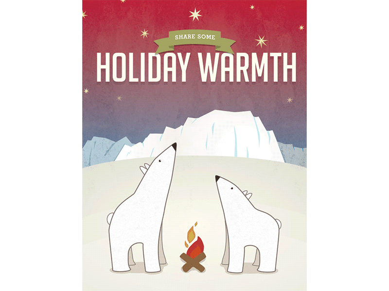 Polar Bears - Alternate Version bear fire holiday ice illustration illustrator polar bears stars warmth winter