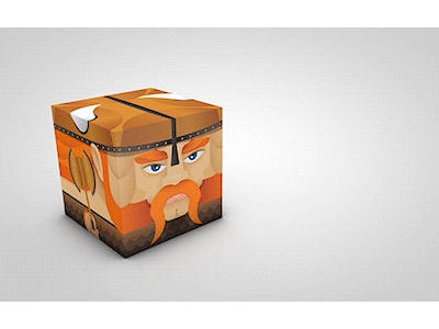Viking Box Animation animation axe bounce box c4d cinema4d horns mustache norse orange viking