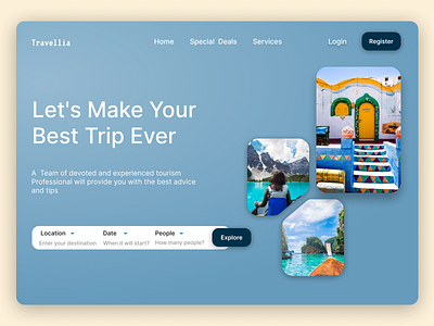 Travel landing page design typography ui ux web