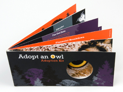 Adopt An Owl Promotional Brochure adoption brochure dye cut layout non profit owl tree