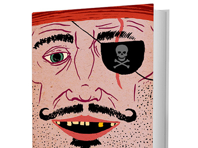 Treasure Island Book Cover book character crossbones illustration mustache pirate scar skull story treasure island