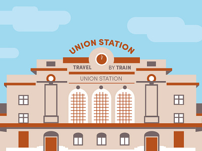 Union Station Illustration clouds co colorado denver illustration landscape train train station transit travel union station vector
