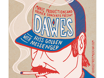 Dawes Poster connecticut ct dawes hand done illustration music new haven poster