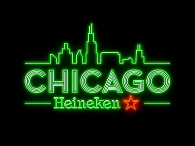 Heineken Chicacgo Neon Sign chi chicago chitown heineken illustration neon neon sign signage skyline