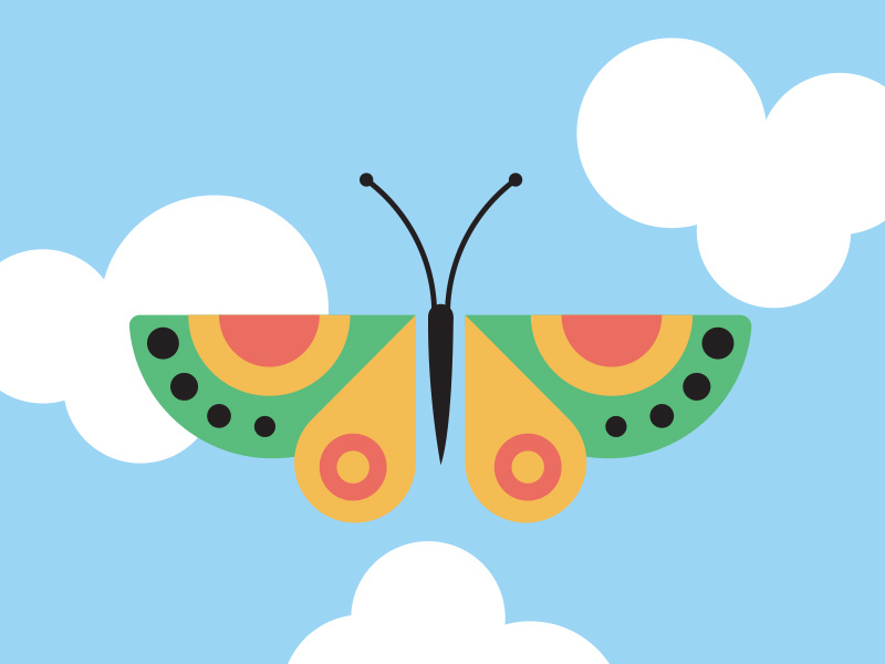 Butterfly mural clouds sky vector butterfly
