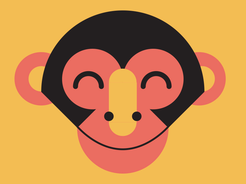 Monkey mural vector illustration monkey