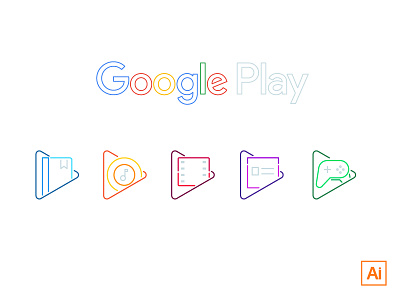 Play Line Icons [FREEBIE] books free freebie games google icons logo music news play video youtube