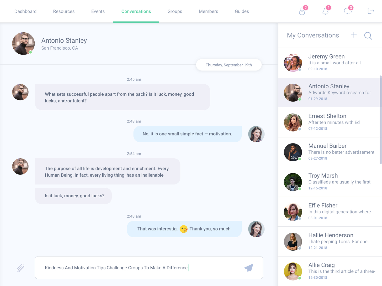 Chat Screen for Web Platform by Ivan Poddubchenko for QU'ARTE design on ...