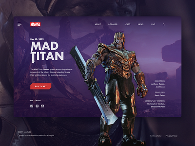 #DailyUI #003 Landing Page 003 avengers comics creative daily 100 challenge dailyui design fantasy film inspiration landing page marvel marvel comics movie purple thanos ui ux web webdesign