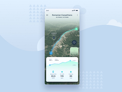 Location Tracker #DailyUI #day020 020 adventure app app design clean dailyui design hiking location map maps mountains route track tracker ui ux