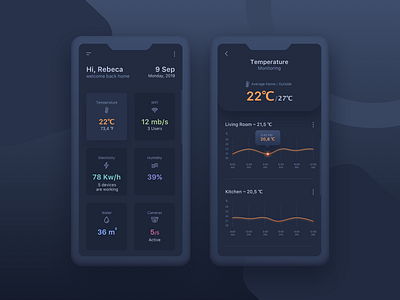 Home Monitoring Dashboard #DailyUI #day021 021 app chart dailyui dashboard design home monitoring dashboard inspiration interface ios mobile monitoring monitoring dashboard smart smart home statistic ui ux