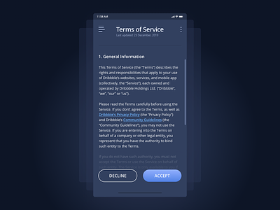Terms of Service #DailyUI #day089 089 app dailyui design ios mobile privacy policy terms terms of service ui ux