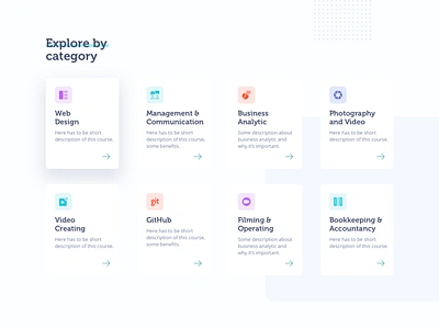 Categories #DailyUI #day099 categories clean dailyui design e learning grid layout interface item ui ui design uiux ux web