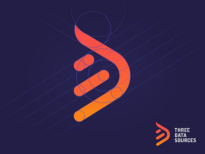 Three Data Sources logo v3 branding concept design identity logo mark three typography