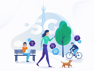 Illustration - 5G Networks 5g characters concept illustration vector