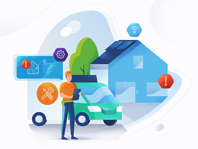 Illustration - Automation in FSM car character concept corporate illustration illustration smarthome vector