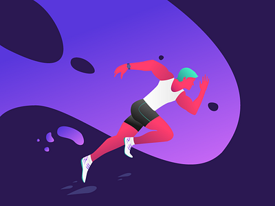 Runs end, running does not. dark design gradient illustration runner running vector
