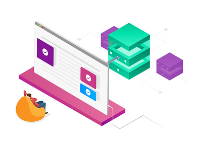 Illustration for Media.net - Minimize Latency ads adtech design gradient illustration illustrator isometric vector