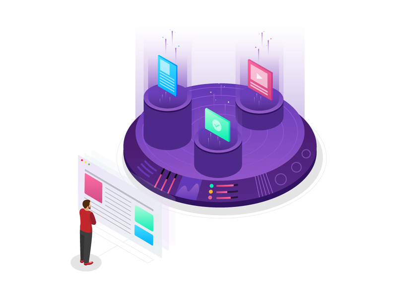 Illustration for Media.net Contextual Ads ads adtech design gradient illustration isometric vector