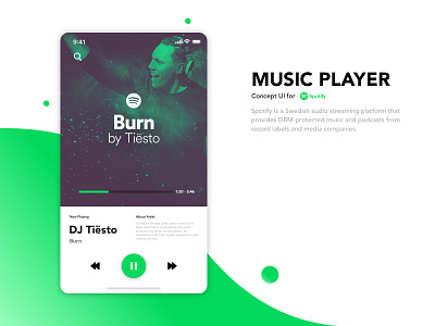 Spotify UI Concept app design dribbble green ios mobile music music app music player ui spotify ui