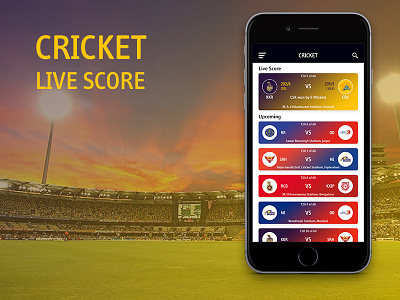 Cricket Live Score app cricket mobile photoshop screen ui