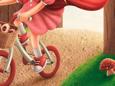 fairytale III - little red riding hood bicycle bike child children fairytale forest girl kid mushroom red riding hood tennis