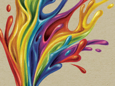 P A I N T / schoolbook cover art artbook colorful colors ink paint pencil rainbow split