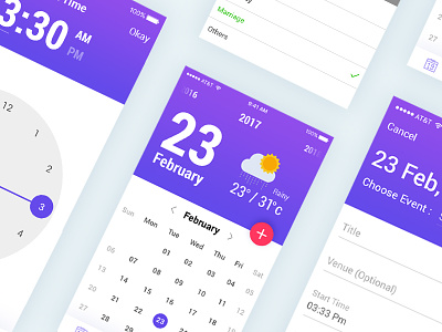 Calender Application for Android & iOS bala ux calender creative date design idea minimal mobile app ui user interface ux weather