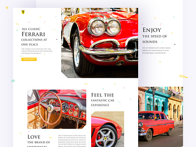 Classic ferrari festival landing page design app bala ux branding car card creative design graphic design landing page ui web